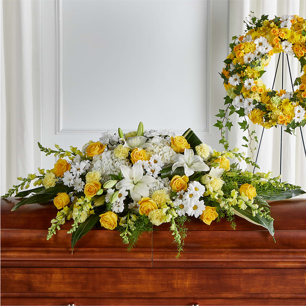Golden Harmony Casket Spray – Garside Florist, Vancouver WA