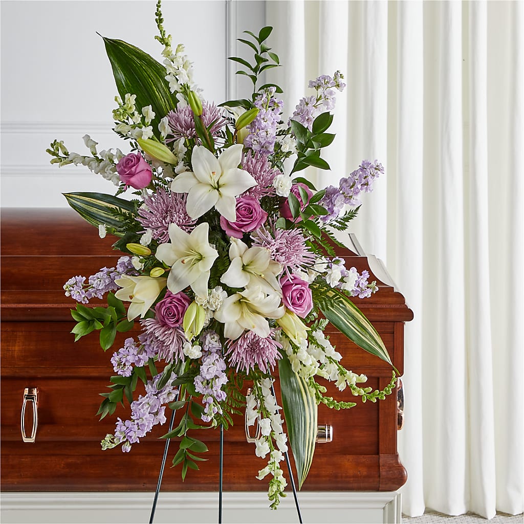 Grateful Hearts Standing Spray – Garside Florist, Vancouver WA