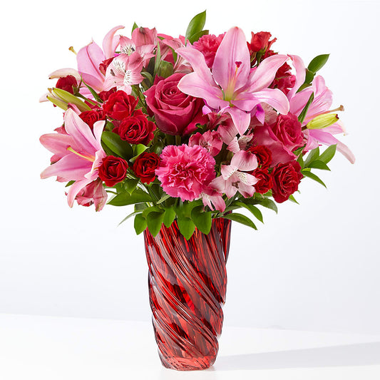 In Love Bouquet with Luxe Swirl Vase –  Garside Florist, Vancouver WA