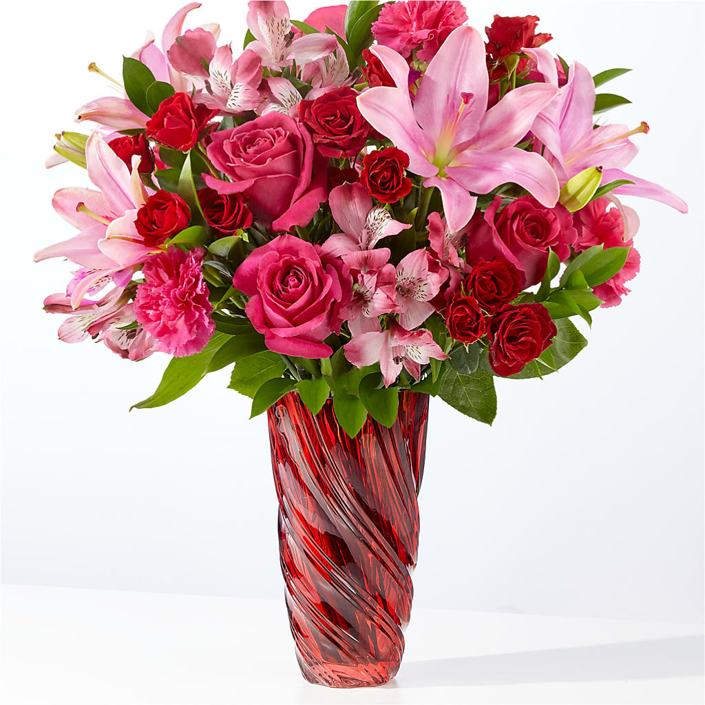 In Love Bouquet with Luxe Swirl Vase –  Garside Florist, Vancouver WA